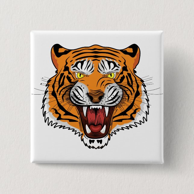 Wilde Tigerkopf-Illustration-24327 Button (Vorderseite)