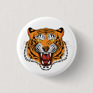 Wilde Tigerkopf-Illustration-24327 Button