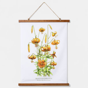 Wilde Tigerlilien Florale Botanische Kunst Wandteppich Mit Holzrahmen