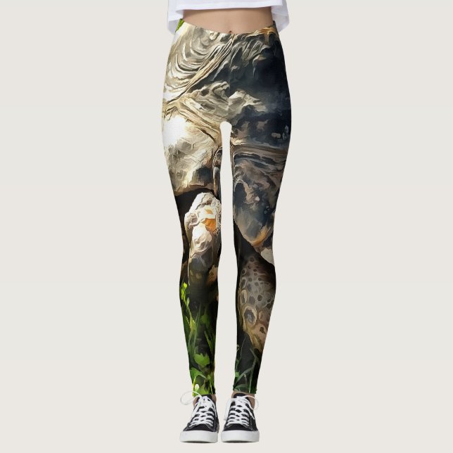 Wilde Tortoise im Gras Wiesen Kunst, Dichtung und  Leggings (Vorderseite)
