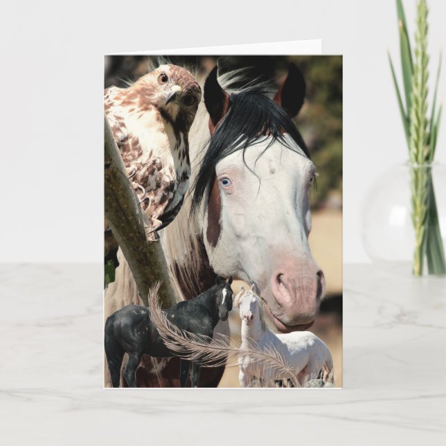 Wilde Träume und Federn "Mustang Meg" WILD CARD Dankeskarte (Vorderseite)