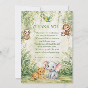 Wilde Tropical Jungle Baby Shower Dankeschön Auto Dankeskarte