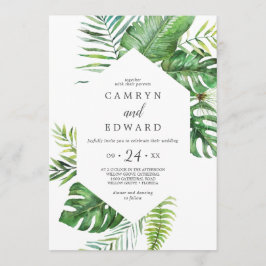 Wilde tropische Palmen auf einer Hochzeit Einladung