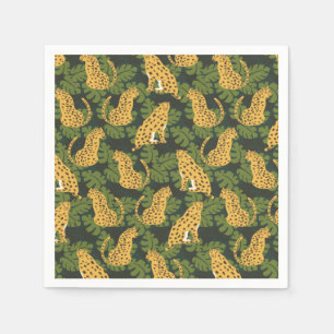 Wilde tropische Safari Leopard-Jungle-Palmen Serviette