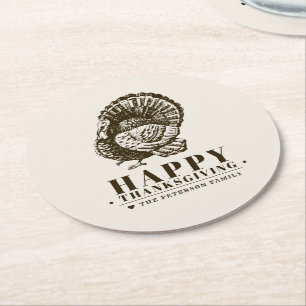 Wilde Türkei   Erntedank Runder Pappuntersetzer