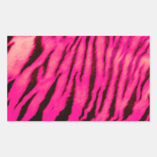 Wilde u. vibrierende rosa Tiger-Streifen Rechteckiger Aufkleber