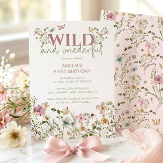 Wilde und einsame Wildblume 1. Geburtstag Einladung