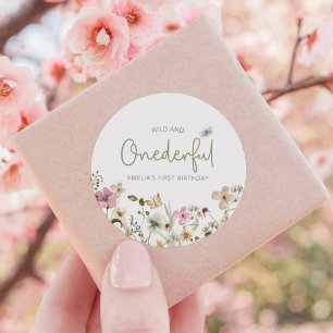 Wilde und einsame Wildblume 1. Geburtstag Party Runder Aufkleber