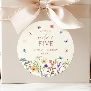 Wilde und Five Wildflower 5. Geburtstagsfeier Runder Aufkleber
