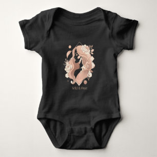 Wilde und freie ästhetische Boho-Linienkunst Fraue Baby Strampler