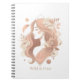 Wilde und freie ästhetische Boho-Linienkunst Fraue Notizblock