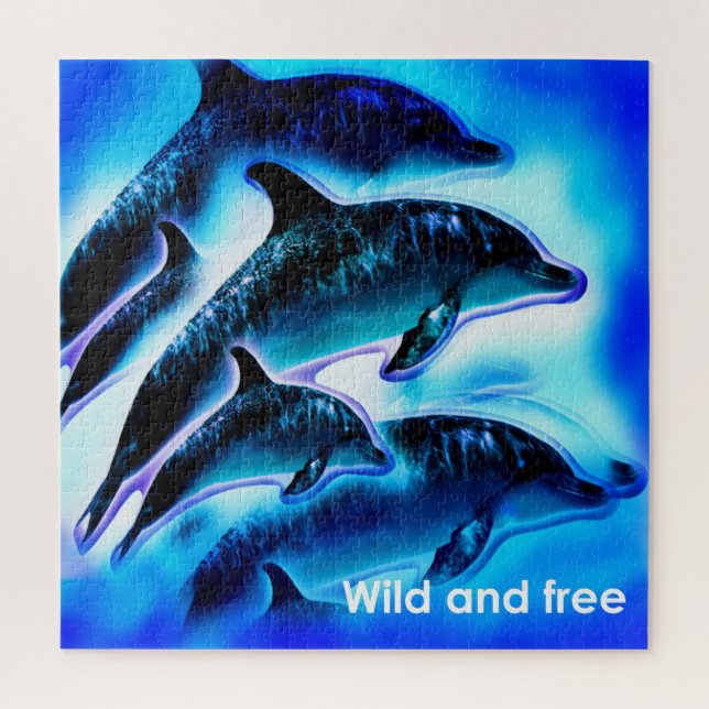 Wilde und freie Delphine Kunst Puzzle (Vertikal)