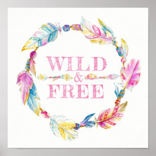 Wilde und freie Federperle Aquarellkunstposter Poster