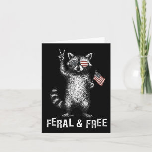 Wilde und freie Funny Raccoon 4. Juli Usa Patri Karte
