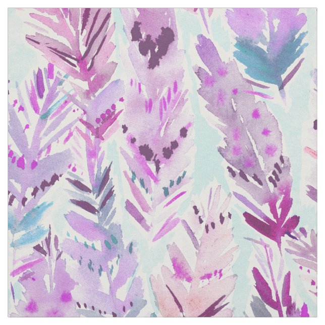WILDE und FREIE Lavendel-Aqua-Federn Stoff (Muster)