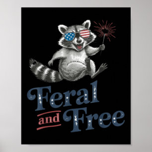 Wilde und freie Raccoon, Funny Raccoon 4. Juli Poster
