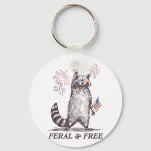Wilde und freie Raccoon, Funny Raccoon 4. Juli Schlüsselanhänger