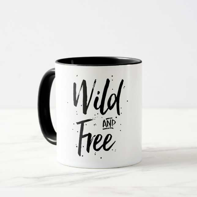 Wilde und freie Typografie Tasse (Vorderseite Links)