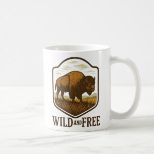 Wilde und freie Vintage Bison Artwork Kaffeetasse