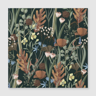 Wilde und getrocknete Blumenmuster. Magnetkarte