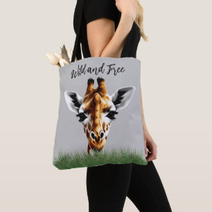 Wilde und kostenlose Giraffe Tote Bag