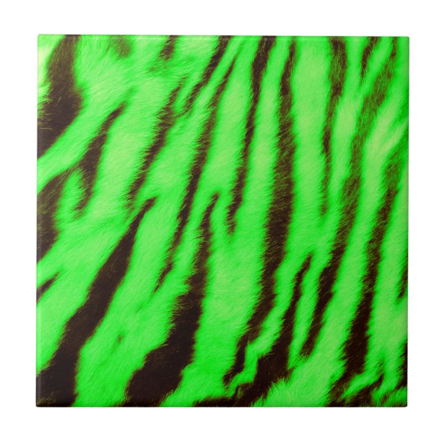 Wilde und lebendige grüne Tiger Streifen Fliese (Vorderseite)