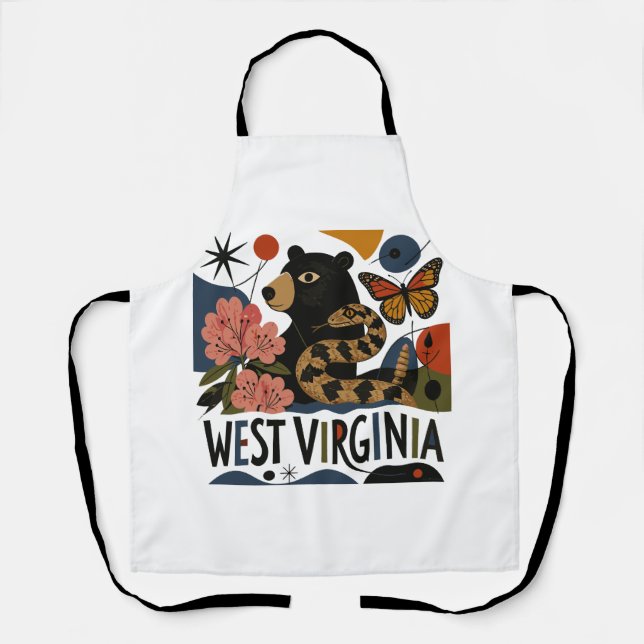 Wilde und wundervolle West Virginia-Folkart Schürze (Vorderseite)