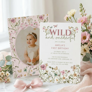 Wilde und Wundervolle Wildblume 1. Geburtstag Einladung