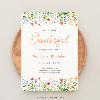Wilde und wundervolle Wildblume 1. Geburtstag Einladung
