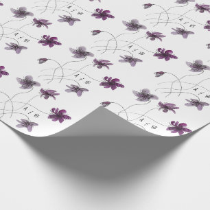Wilde Veilchen Aquarell Handbemalte Monogramm Geschenkpapier
