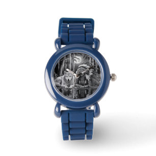 Wilde Verbindung: Wolf und Mädchen Armbanduhr