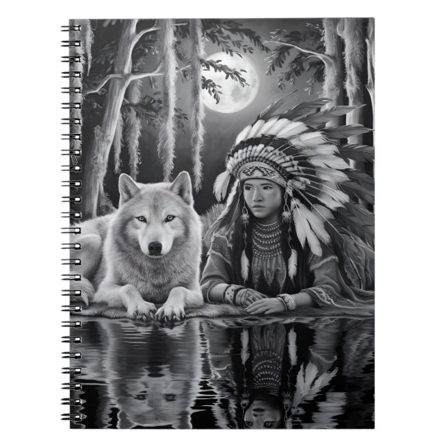 Wilde Verbindung: Wolf und Mädchen Notizblock (Vorderseite)