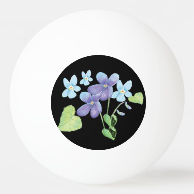 Wilde Violet-Blume Illustration Black Tischtennisball (Vorderseite)
