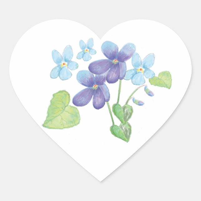 Wilde Violet-Blume - Illustration Herz-Aufkleber (Vorderseite)