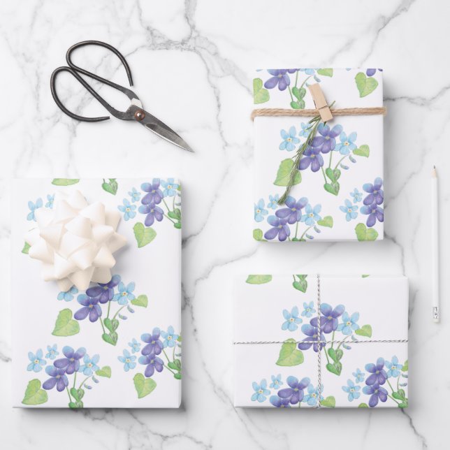 Wilde Violet-Blume und Frühlingspapier Geschenkpapier Set (Vorderseite)