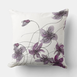 Wilde Violets Boho Floral Wasserfarbe Handgemalt Kissen