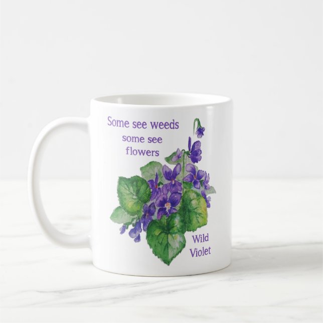 Wilde Violett-Blume Einige sehen Unkrautquote Kaffeetasse (Links)