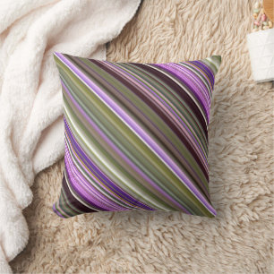 Wilde Violette Astern Violett und Grün gestreift Kissen
