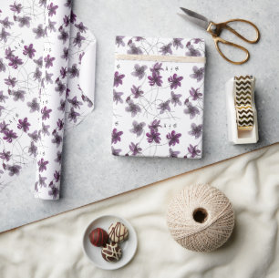 Wilde Violetten Wasserfarben Handgestrichen Mit Mo Geschenkpapier