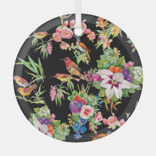 Wilde Vögel Blume: Schwarz Vintag Ornament Aus Glas