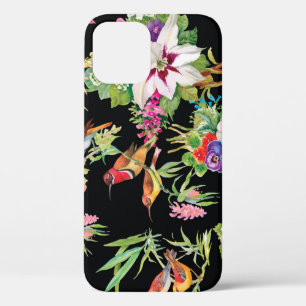 Wilde Vögel Blumen: Schwarzes Vintage Case-Mate iPhone Hülle