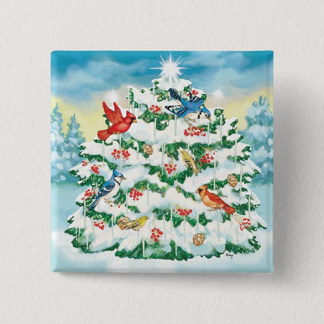 Wilde Vögel in der Natur mit Starlit Button (Vorderseite)