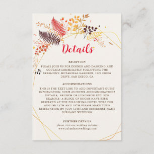 Wilde Waldblumen Farn Pilze Laub Hochzeit Begleitkarte