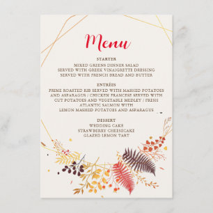 Wilde Waldblumen Farn Pilze Laub Hochzeit Menükarte