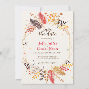 Wilde Waldblumen Farn Pilze Laub Hochzeit Save The Date