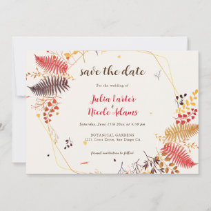 Wilde Waldblumen Farn Pilze Laub Hochzeit Save The Date
