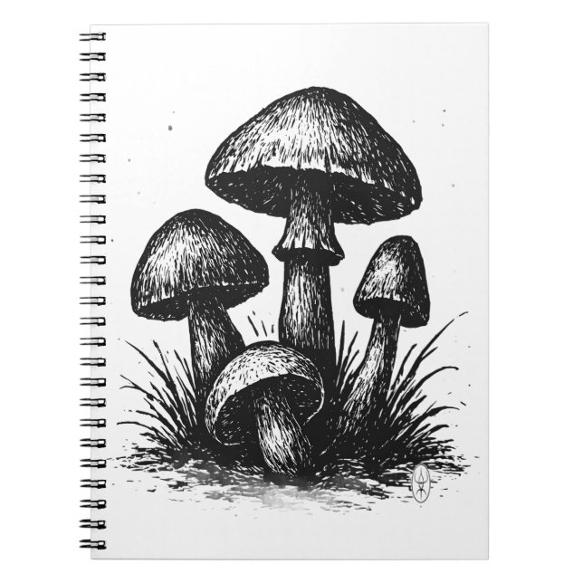 Wilde Waldpilze – Tuschekunst Notizblock (Vorderseite)