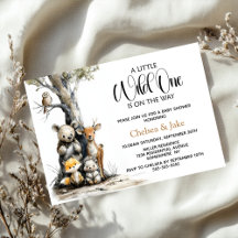 Wilde Waldtiere Baby Shower Einladung