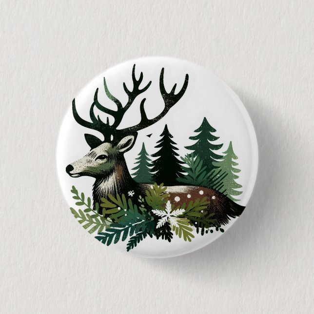 Wilde Weihnachtszeit-Blume Button (Vorderseite)