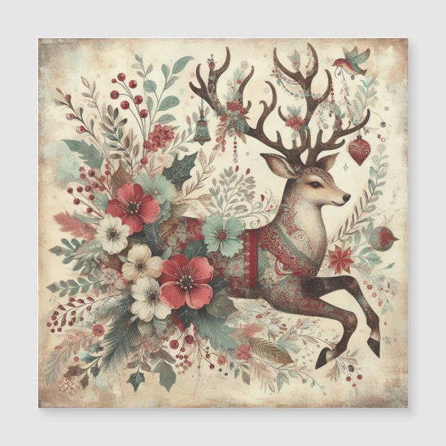 Wilde Weihnachtszeit-Blume Magnetkarte (Vorderseite)